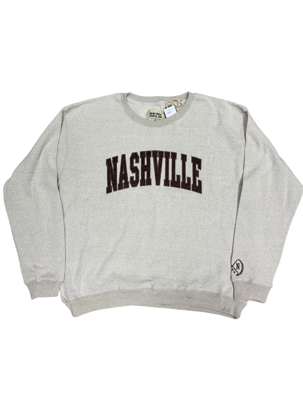 NWT New York Popular Nashville Crewneck Sweatshirt - Oatmeal XL